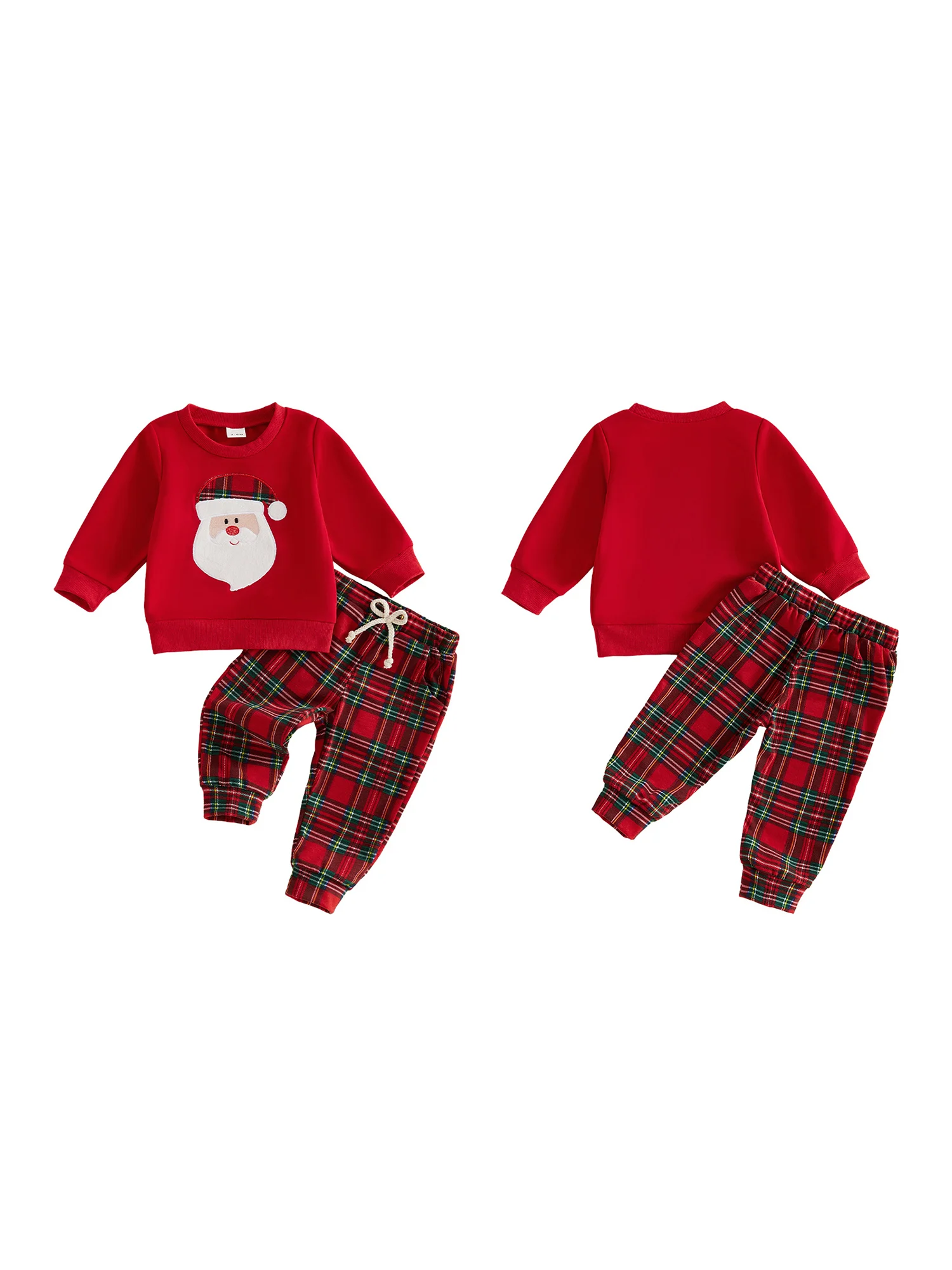Long-Sleeve Plaid Toddler Boy Christmas Plaid Applique Long Sleeve Christmas Toddler Boy Premium Toddler Boy Christmas
