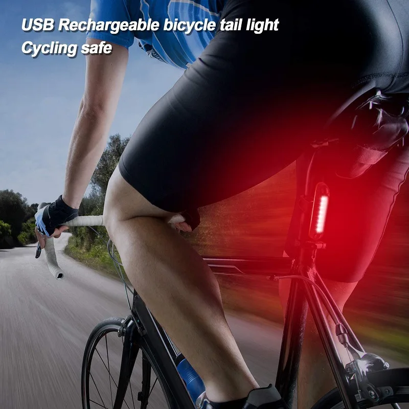 Luz trasera LED para bicicleta, lámpara de advertencia de seguridad, recargable vía USB, resistente al agua, accesorios intermitentes para ciclismo