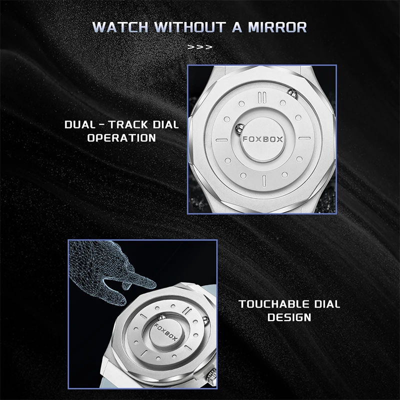FOXBOX ساعة إبداعية مؤشر التمرير قوة مغناطيسية كوارتز ساعات المعصم الرياضة في الهواء الطلق مقاوم للماء الساعات Relogio Masculino #6