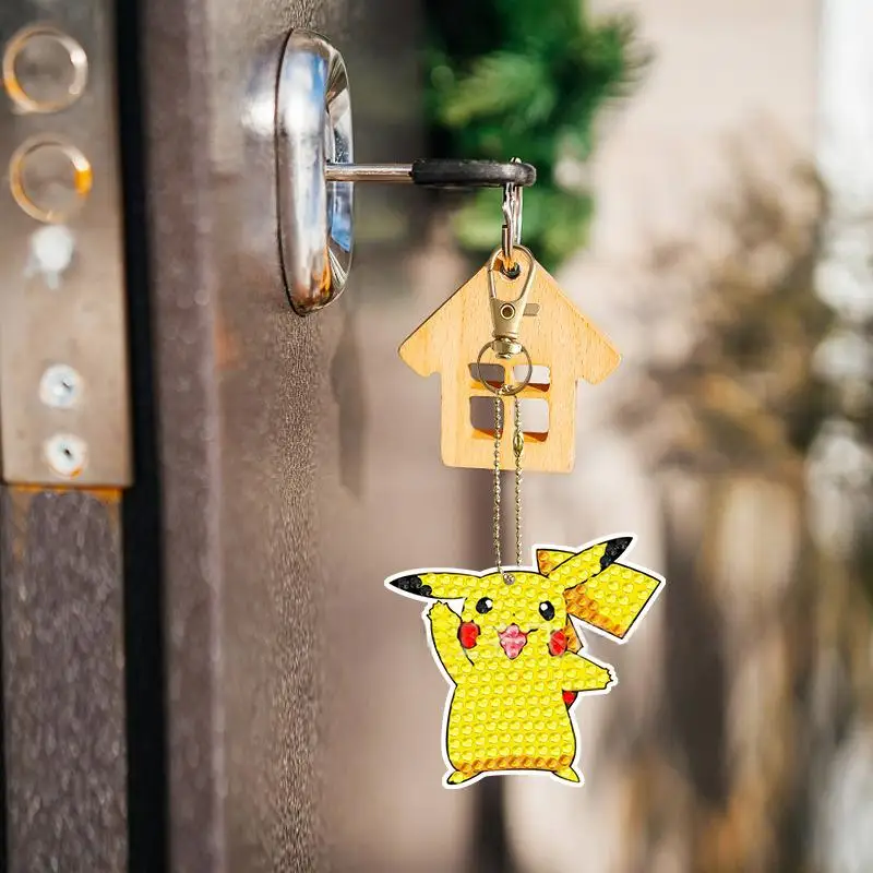 Cartoon Pikachu DIY Diamond Painting studded creative car keychain keychain women's bag accessorie