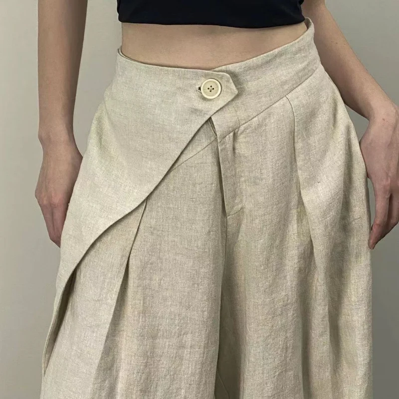 

Chic Design Sense Chic Summer New Style Women's Wide-leg Pants Personalized Simple Loose Floating Cloth Trousers ZT237