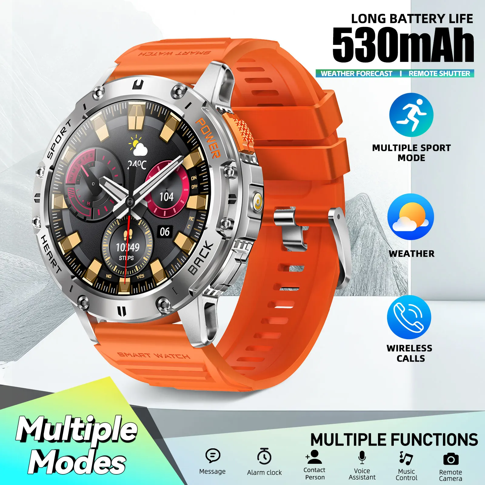 LaNikar New Rugged Smart Watch For Men With Wireless Calling/Receiving BLE5.1Built-in Activity Fitness Tracker For 100+ Sports