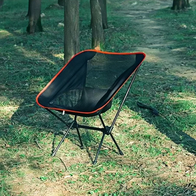 Portable Outdoor Folding Chair Lightweight Moon Chair Mesh Breathable Back Chair For Camping Barbecue Fishing Hiking