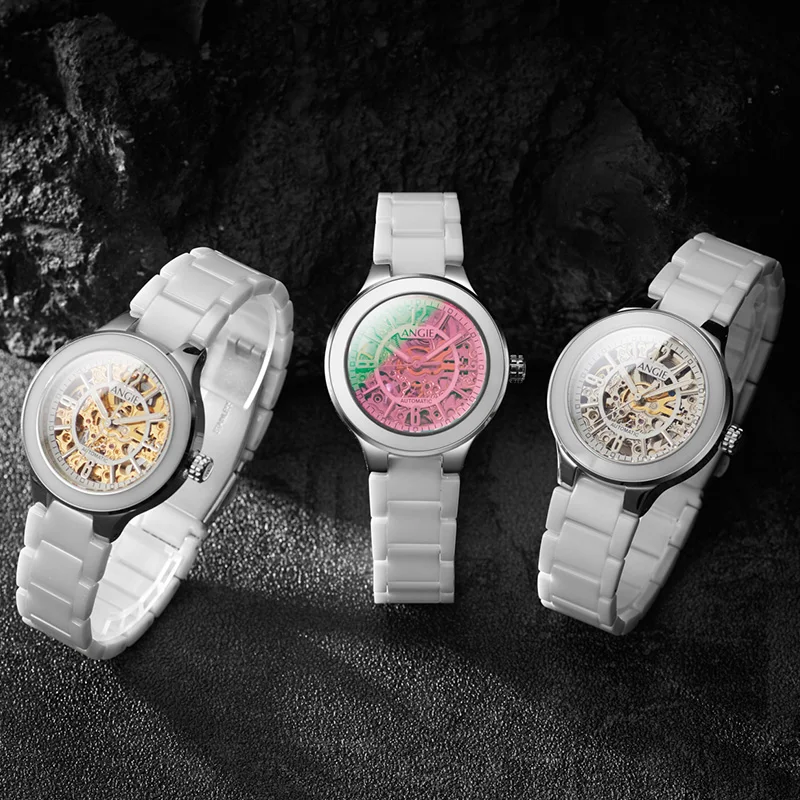 ساعة ميكانيكية فاخرة جديدة للسيدات للنساء بسيطة من الفولاذ المقاوم للصدأ ساعات أوتوماتيكية للنساء للأعمال قابلة للطي فتاة Reloj Hommer