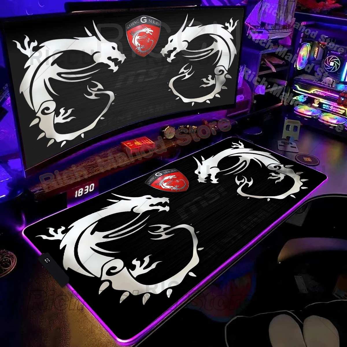 RGB 마우스패드 컴퓨터 확장 패드 E-스포츠 마우스 패드 게이머 테이블 매트 MSI 드래곤 고무 PC 키보드 데스크매트 게이밍 액세서리