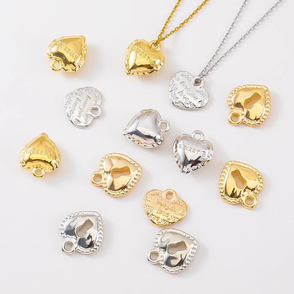 

50pcs Multi-style Heart-shaped CCB Plastic Pendants DIY Materials For Mobile Phone Charms Accessories And Clothing Decorations