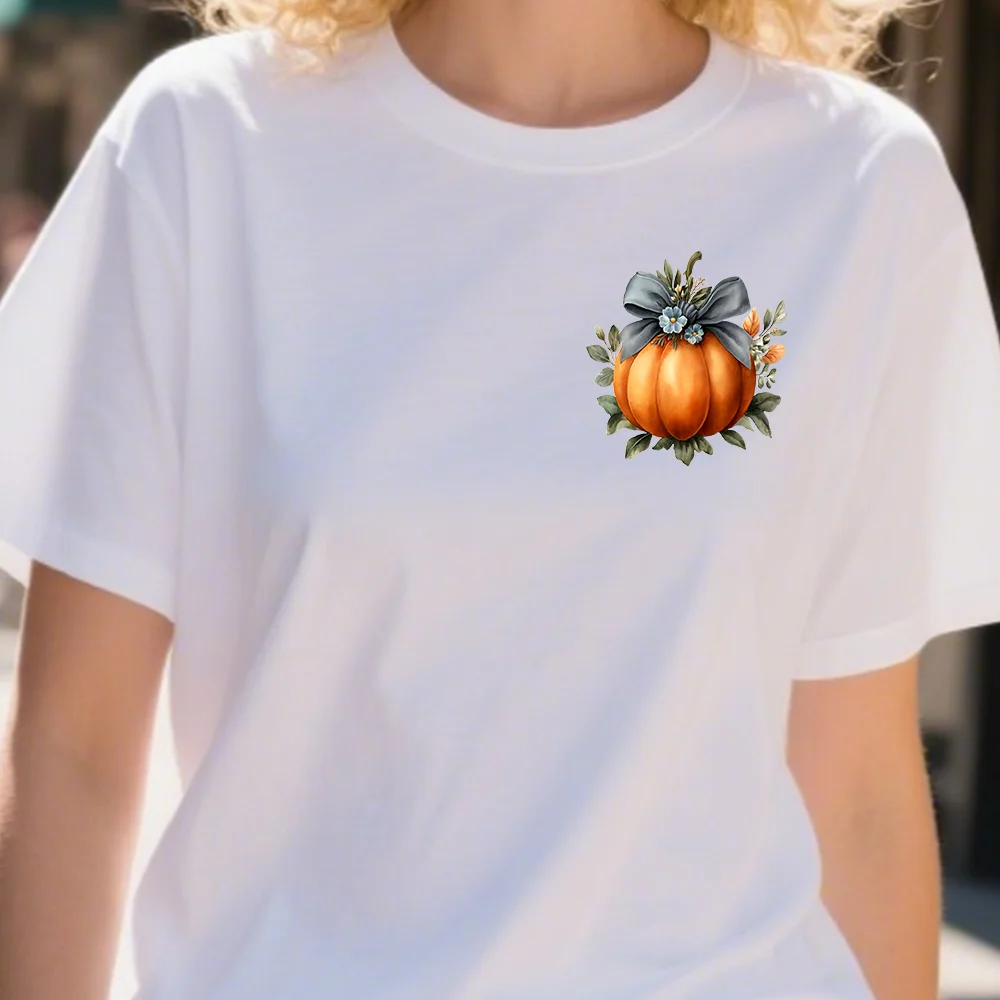 12 قطعة من ملصقات نقل الحرارة على شكل يقطين - ورقة القيقب مع ملصق فينيل بنمط اليقطين وأنماط الهالوين