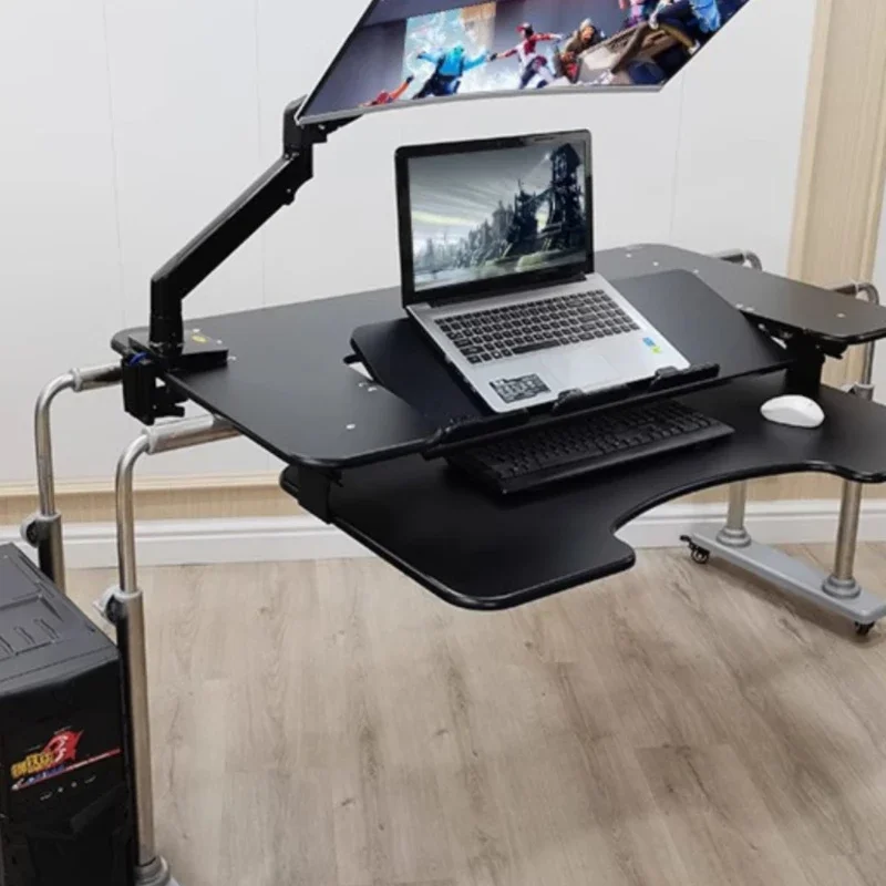 Cross bed computer desk, laptop desktop computer desk, bedside table, lifting table, lazy table, cockpit suspension bracket pneumatic lifting table stand simple automatic sofa bedside movable lazy person desk solid wood rostra table