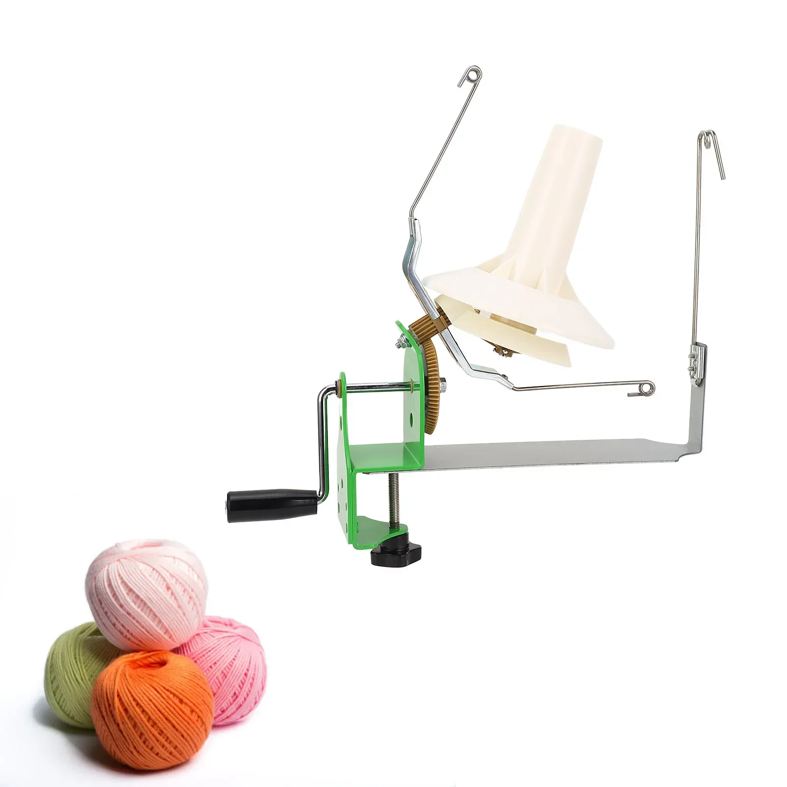 Yarn Ball Winder Hand Operated Yarn Winding Holder Set For Knitting Projects 8 Strands 400g Capacity Green