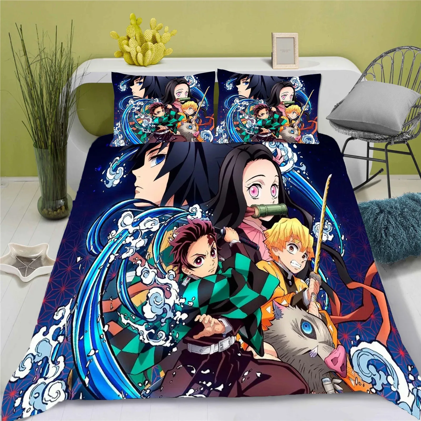 Demon Slayer Kimetsu No Yaiba Cartoon Quilt Cover Printed Breathable Bedding Custom Home Baby Bedroom Comforter Boys