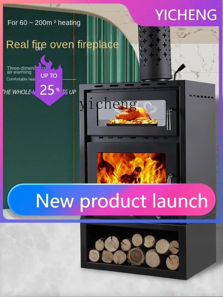 I24  Real Fire Oven Fireplace Wood Burning Fire Heating Stove Firewood Burning Fire Villa Rural Embedded Stove
