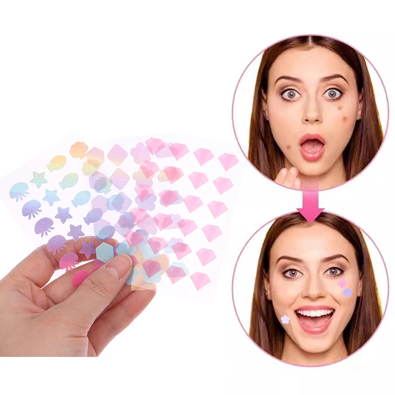 3 Sheets Colorful Flowers Jellyfish Acne Patches Breathable Acne Removal Absorb Secretions Anti Infection Concealer Tool