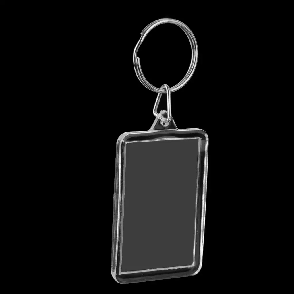 50PC Acrylic Rectangle Transparent Keychain Blank Photo 5.2x3.4cm