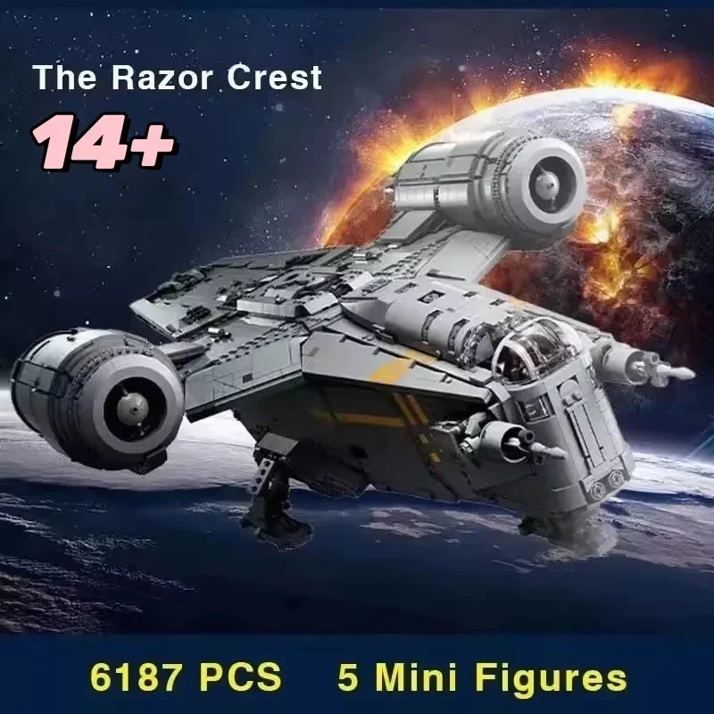 

Новинка 2023 года, 6187 шт., сборка герба бритвы, украшение для рабочего стола, набор моделей, совместимый 75331, креативный космический корабль для детей, подарки