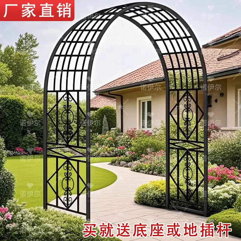 New wrought iron European-style arch flower climbing rattan trellis, park villa courtyard, outdoor scenic spot