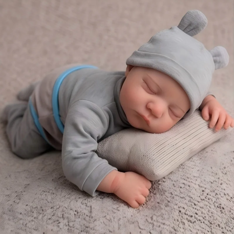 

50cm Sleeping Reborn Baby Doll, 3D Painted Skin with Veins, Realistic, 20 Inch Handmade (Soft Vinyl Members, Fabric Body), Birthday Gift for Newborn, Bedtime Toy