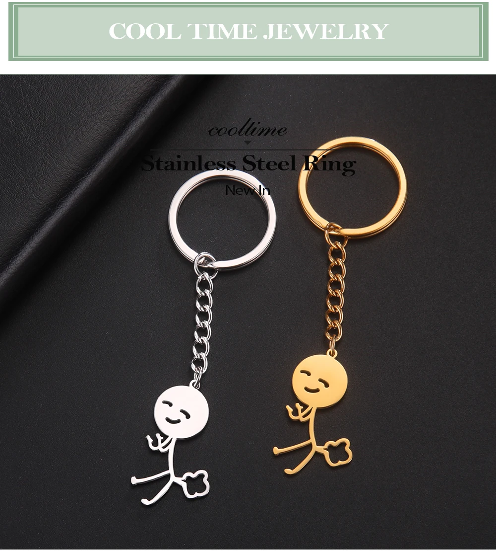 Cooltime Lustige Parodie Furz Stickman Anhänger Schlüsselanhänger Edelstahl Hiphop Schlüsselanhänger für Männer Frauen Schmuck Geschenk Neu In – Detail 3