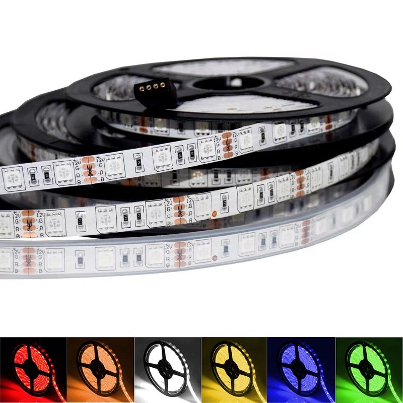 5V 12V 24V RGB Led Light Strip TV Backlight Waterproof 5050 60Led/m 5M White 5 12 24 V Volt RGB Led Strip Light For Room Bedroom