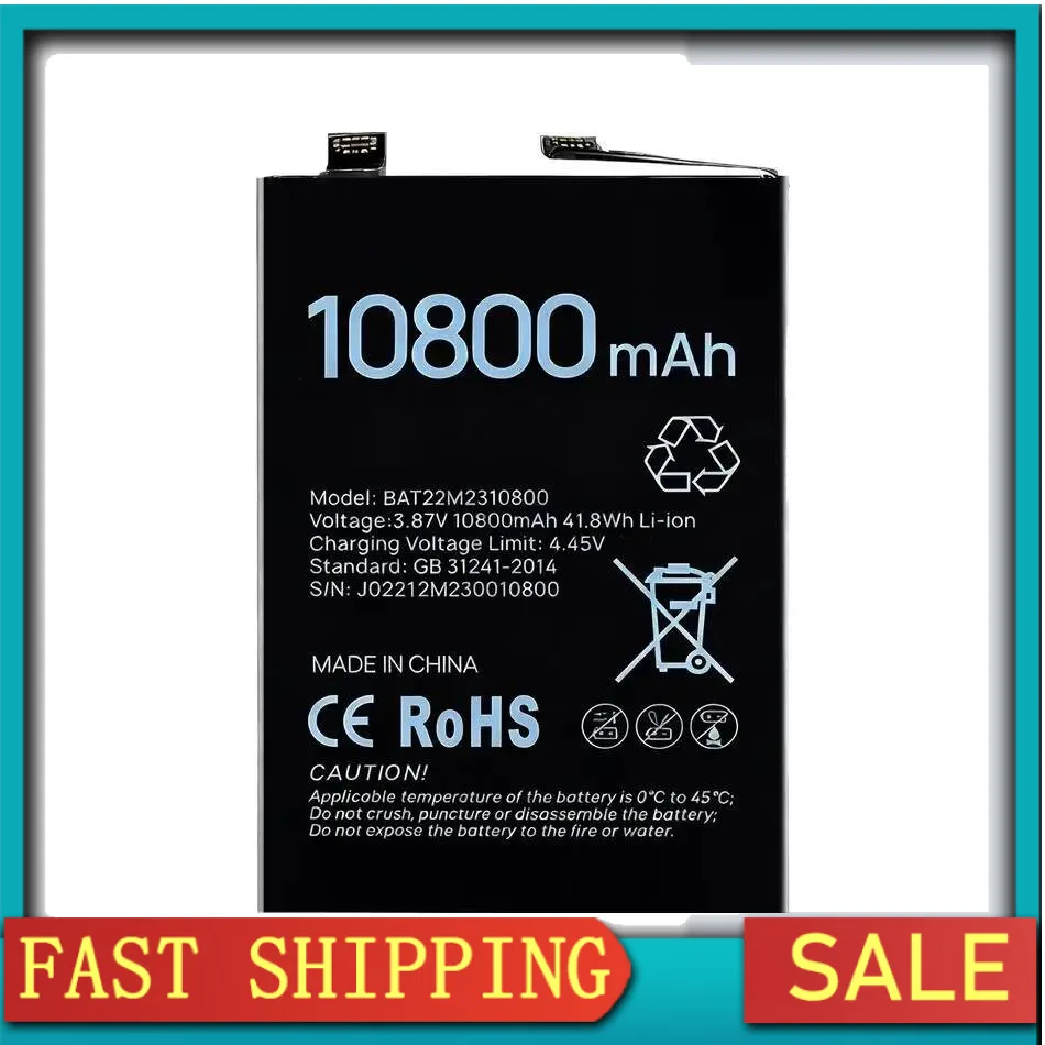 

10800Mah Safe BAT22M2310800 Mobile Phone Battery Long-Lasting Performance For Doogee V30