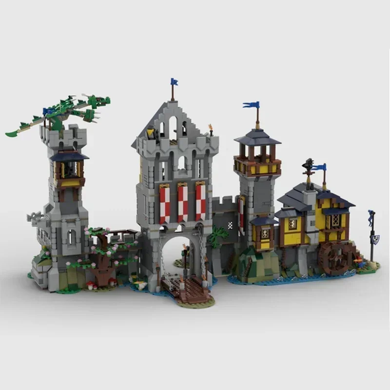 Military Fortress Model Building Bricks, MOC, Knights Castle, Tecnologia Blocos Modulares, Brinquedos de Natal, Conjuntos DIY, Montagem Presentes