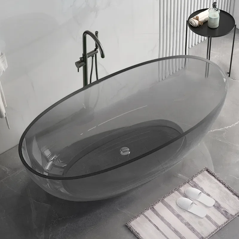 for Nordic Transparent Resin Bathtub Floor to Ceiling Adult Color Crystal Bath Tub 1.4 1 Meters