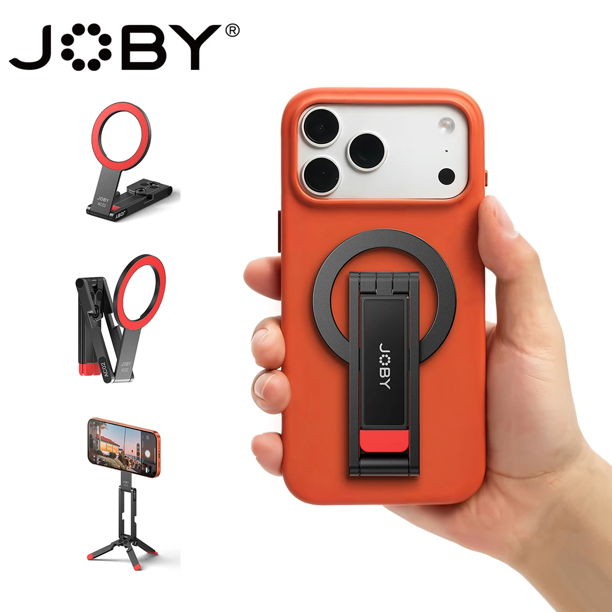 JOBY AC02 Mini Smartphone Magnetic Stand Dual-sided for Magsafe iPhone 17 16 15 Samsung Phone Holder Foldable Phone Desk Tripod