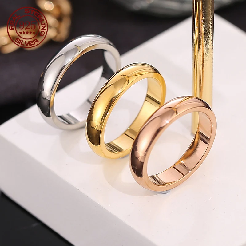 Luxury S925 Sterling Silver Rings Simple Argent 925 Rings For Women Men Solid Silver Jewelry