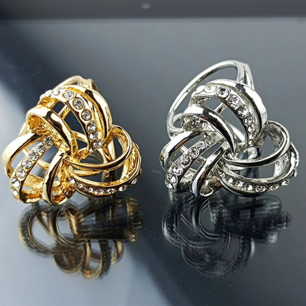 Clothes Corner Knot Button CZ Multi-Ring For Women Shirt Hem T-shirt Zircon Scarf Buckle Clothing Decoration Jewelry Accessories