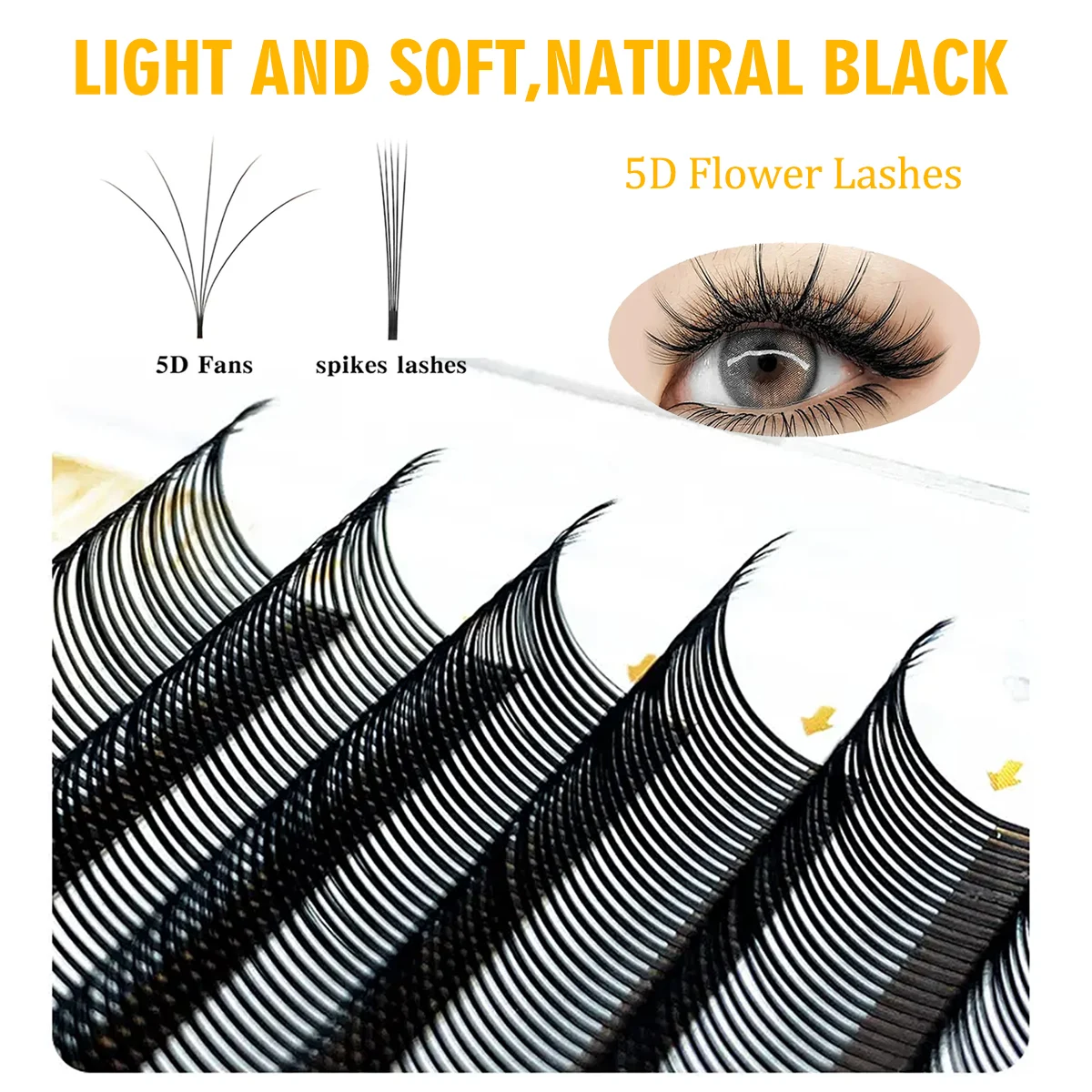 

AGUUD Brown Black Wet Eyelash Extensions 5D Spikes Fairy Flora Lashes Type Easy Fanning Eyelashes 5D Flower Angle Lash Supplies