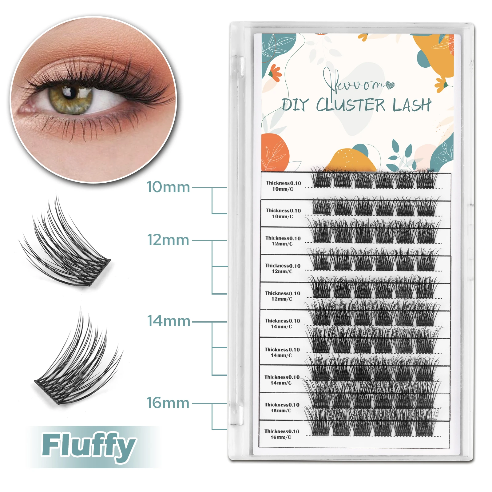 Cluster Individual Lashes Extensão, Cílios Postiços, Cílios Inferiores Naturais, Mix Comprimento, DIY, 60Pcs