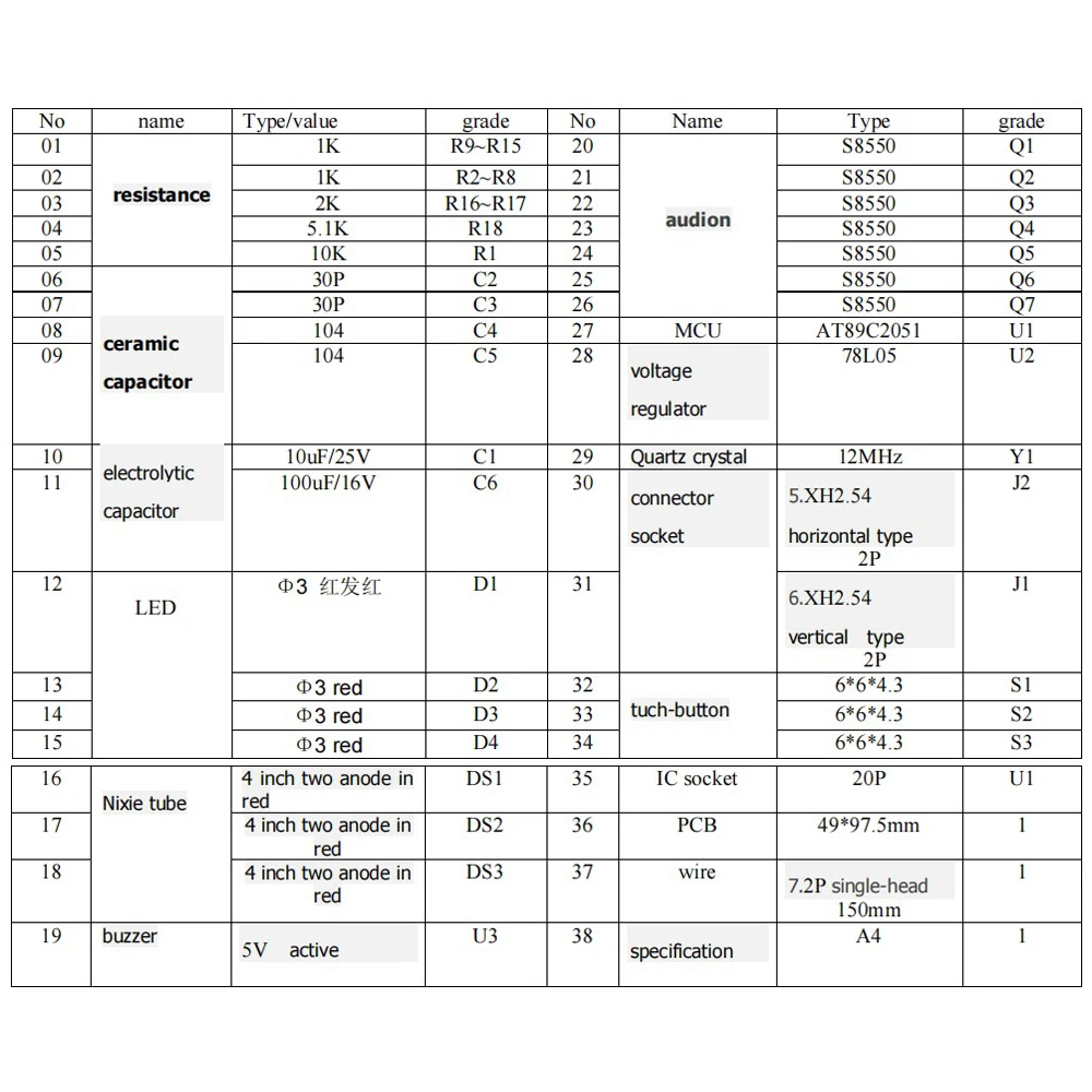 Kit elettronico orologio fai-da-te C51 6-Digital Clock salding Project Practice Component Welding per bengalers School Training Skill