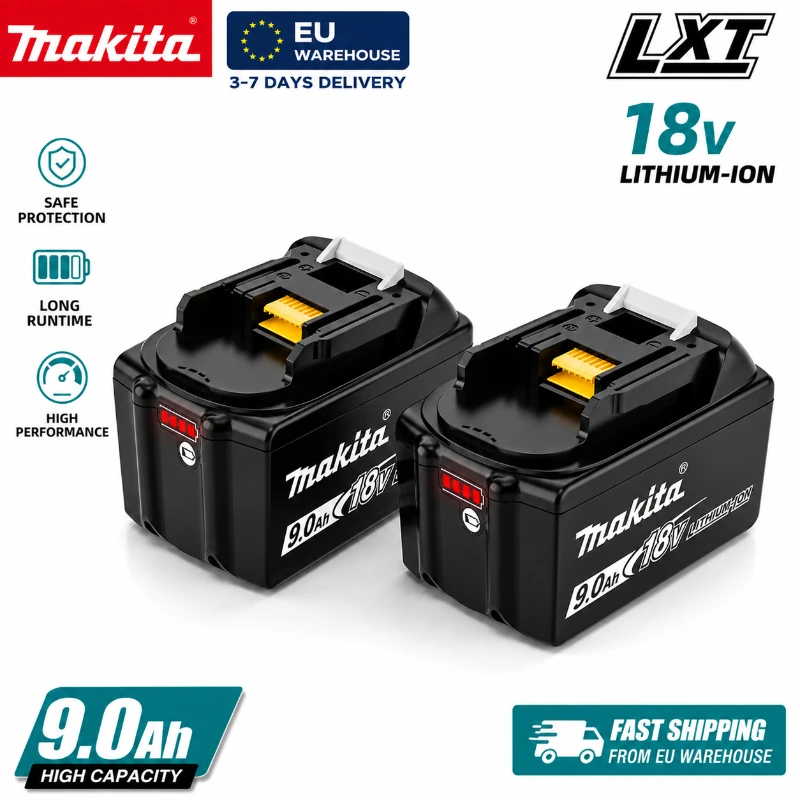Batterie au lithium Makita 18V 9.0Ah d'origine BL1890 compatible BL1860 BL1850 LXT 15C, batterie rechargeable pour outils électriques, stock UE, livraison rapide