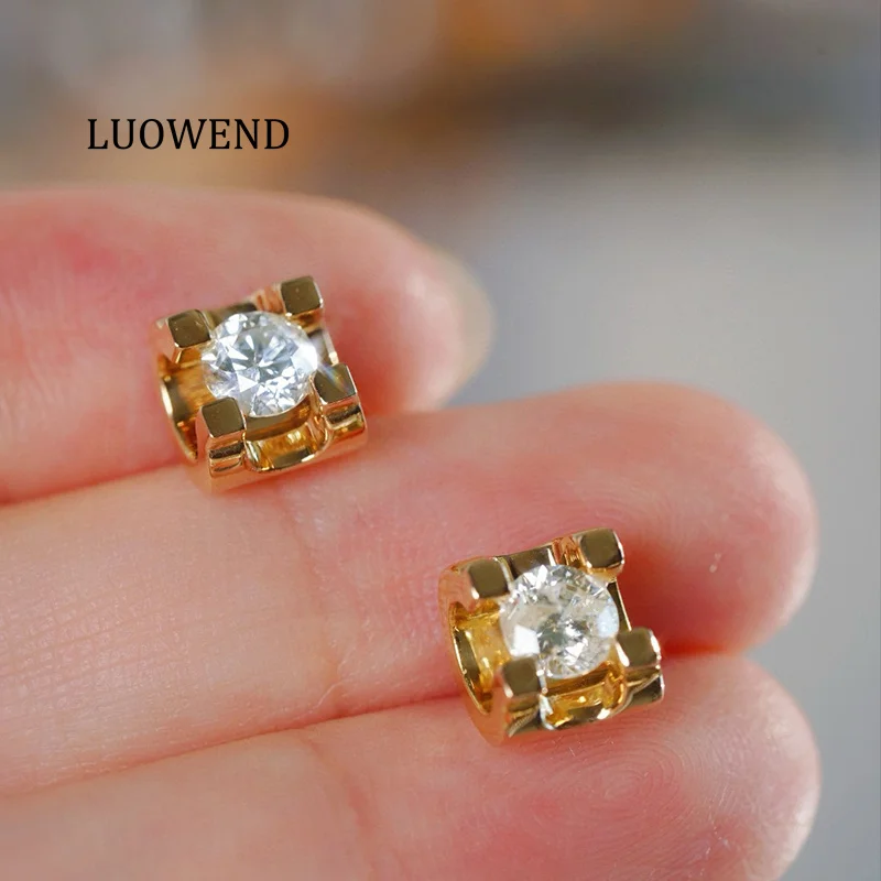 

Серьги LUOWEND из 100% 18-каратного желтого золота, роскошные классические серьги с натуральными бриллиантами весом 1,0 карат для женщин, элитные свадебные украшения