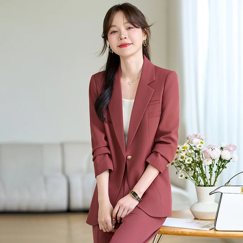 Autumn Winter Women Pants Suits Office Work Wear Formal Elegant Styles Professional Career Interview Trousers Set Clothes Blazer