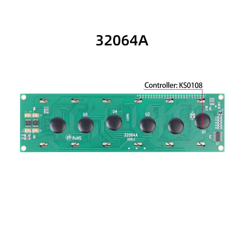 Módulo de pantalla LCD de Grado Industrial, 32064, 320x64, 32064A, 5V, cinta verde amarilla, retroiluminación LED