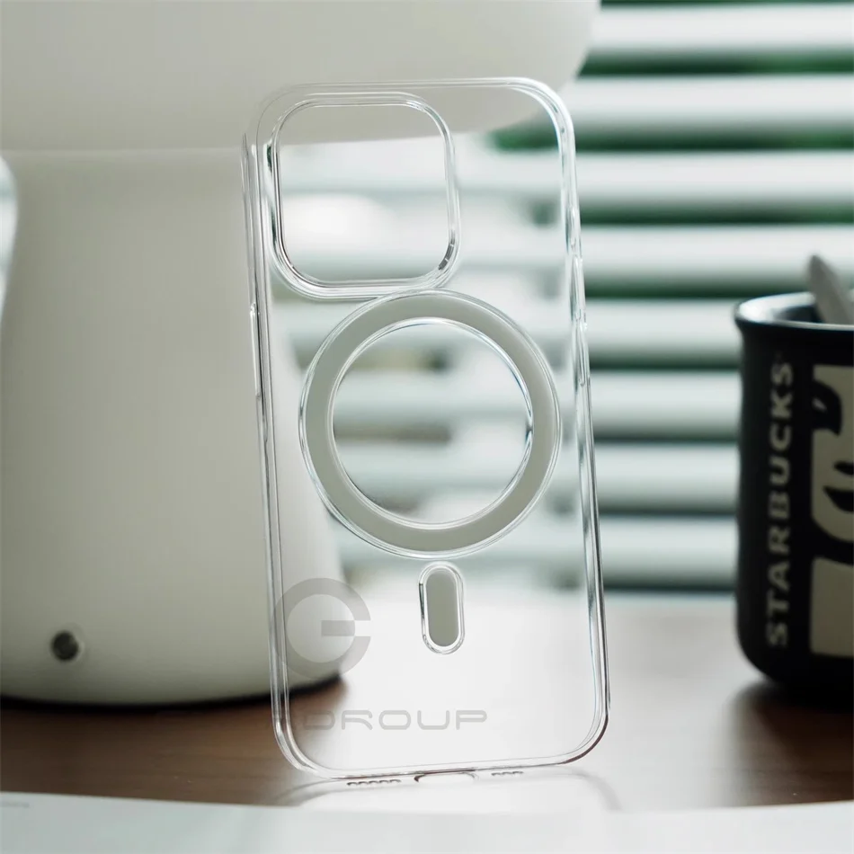 1mm Super Thin Button Hollow Wireless Charge Clear Case For iPhone 15 16 Pro Max Transparent Cover For Magsafe Strong Magnetic