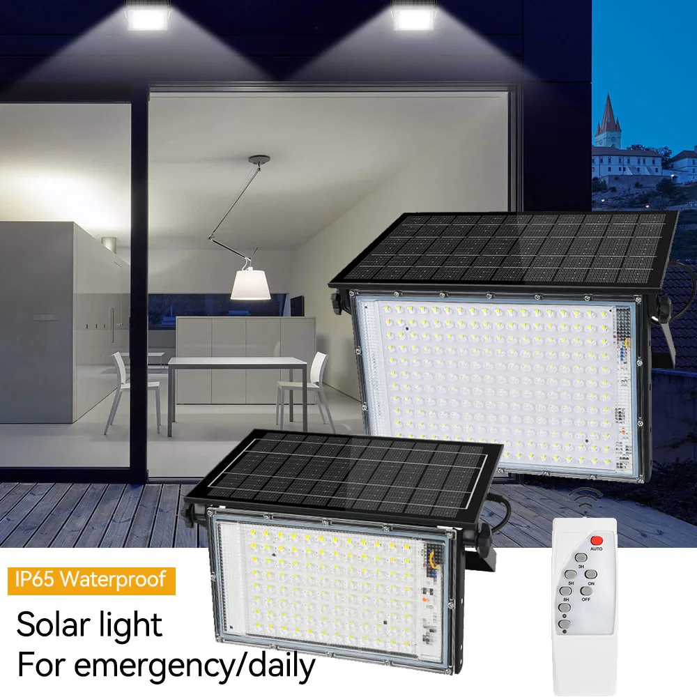 

Outdoor Solar FloodLight IP65 Waterproof Solar Emergency LED Sun light With Remote Control For Patio Garage Backyard Street