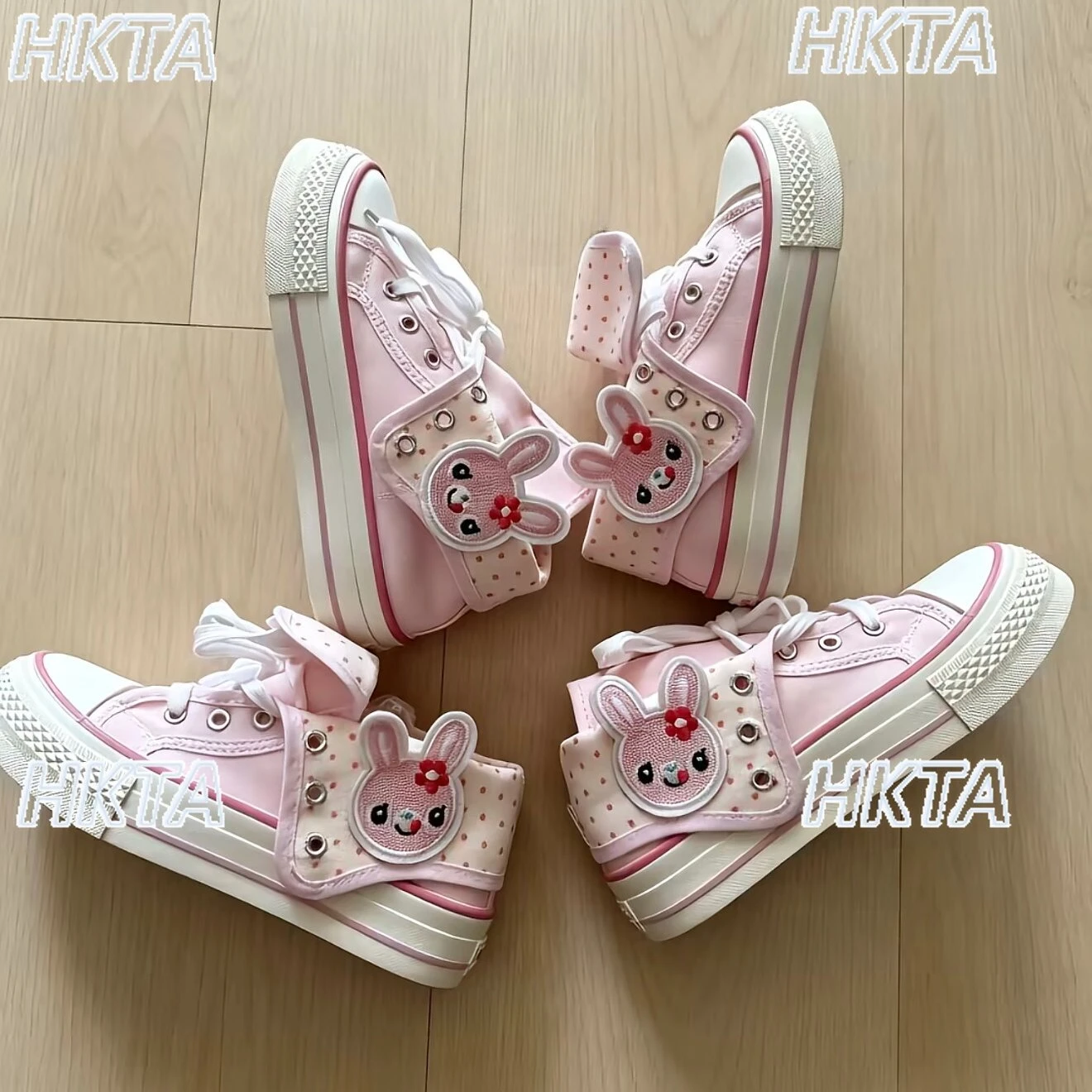 Japanese Cute Cartoon Embroidery Polka Dot Lace Up Flat Canvas Shoes 2026 Summer New Sweet Lolita Round Head Casual Shoes Women