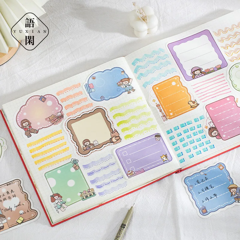 100 Sheets Non-Sticky Note Paper Argo's Galaxy Roaming Cute Girls Hand Account Message Material Memo Pad 6 Types