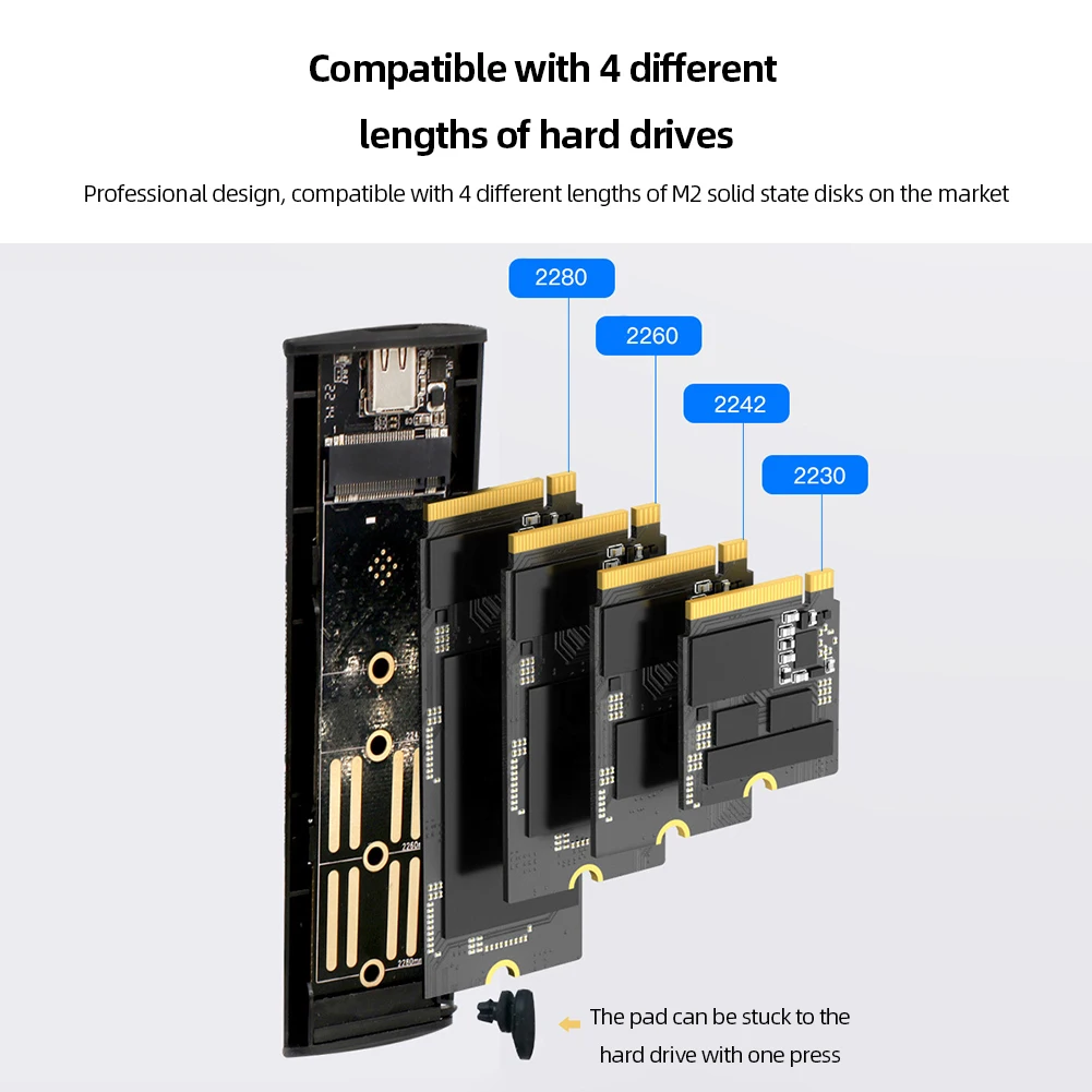 Caja SSD M.2 a USB tipo C 3,1, 10Gbps NVME/NGFF, protocolo Dual, sin herramientas, soporte de llave M/B/(B+M) para WindowsmacOS/Android/HaemonyOS