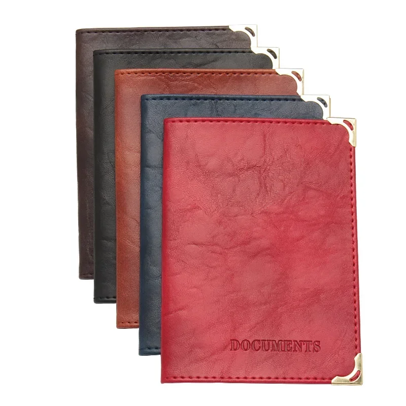 Women Men Passport Holder Bags Wallet Vintage Pu Leather Passport Cover Documents Card Bag Auto Driver License Cover Bags Pouch