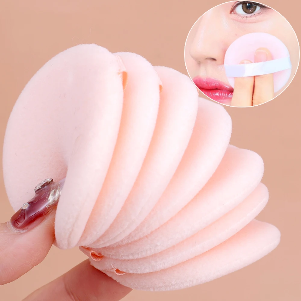 Round Velvet Powder Puff Portable Mini Loose Powder Face Makeup Sponge Cosmetics Washable Lightweight Makeup Accessories Tools