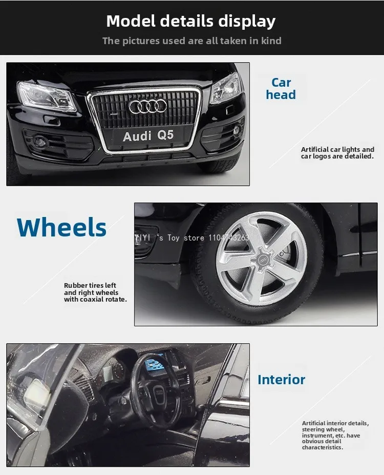 Welly 1/24 Audi Q5 SUV Alloy Car Model Diecast Metal Toy Vehicles Car Model Simulation Collection Childrens Toys Gift L26