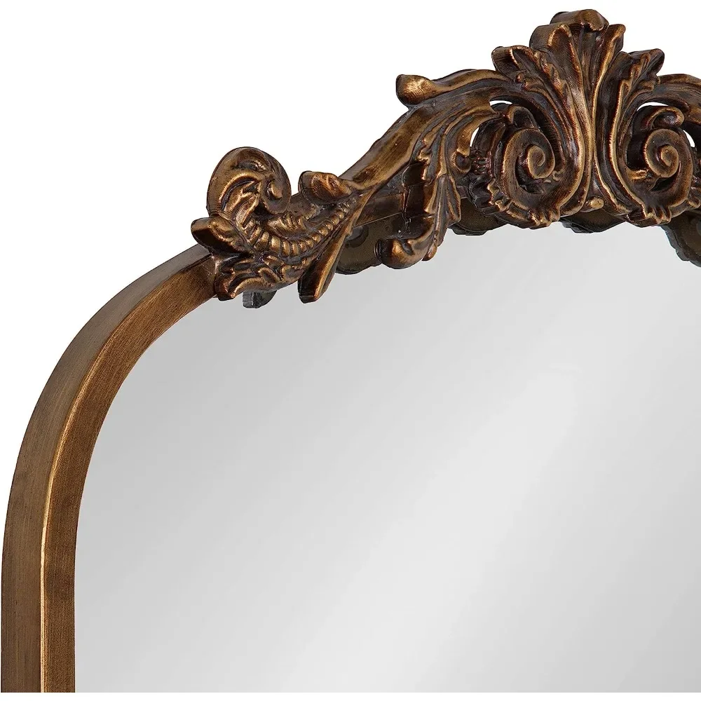 Arendahl Traditional Arch Mirror Led Mirror Full Body 19" X 30.75" Gold Mirrors Baroque Inspired Wall Decor Freight Free Length