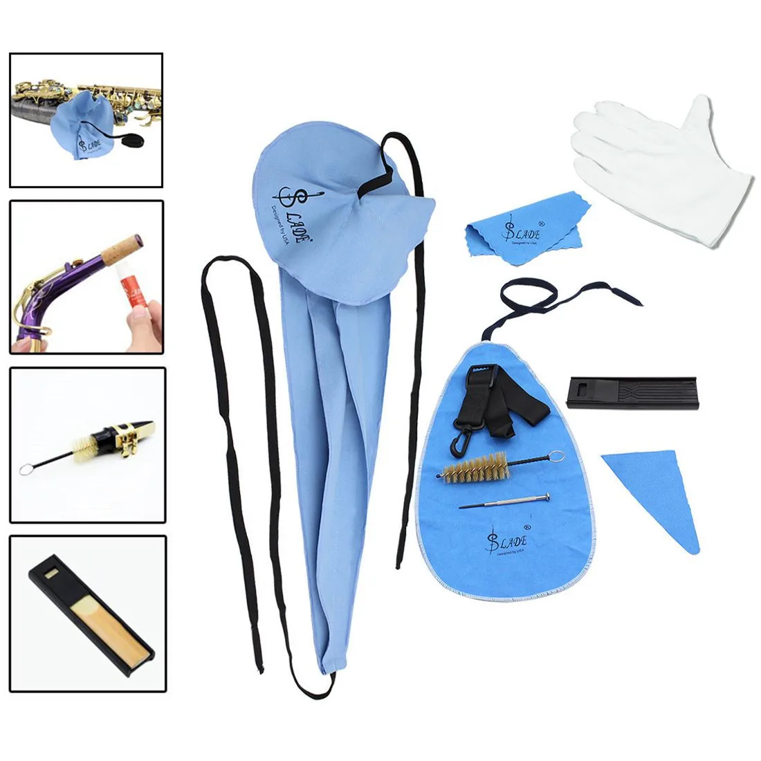 Saxophone Cleaning Kits with Mouthpiece Cushions, Inner Chamber Cleaning Cloth, Mouthpiece Brush, Sax Clarinet Cleaning Tools