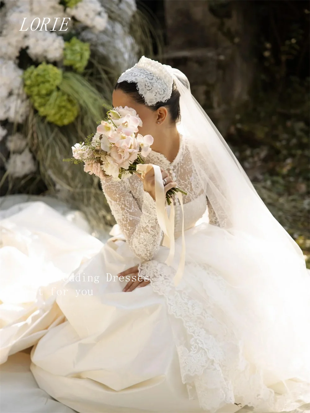 LORIE Luxury Lace A Line Wedding Dress Scoop Bridal Dresses Appliques Wedding Gown Customized 2026