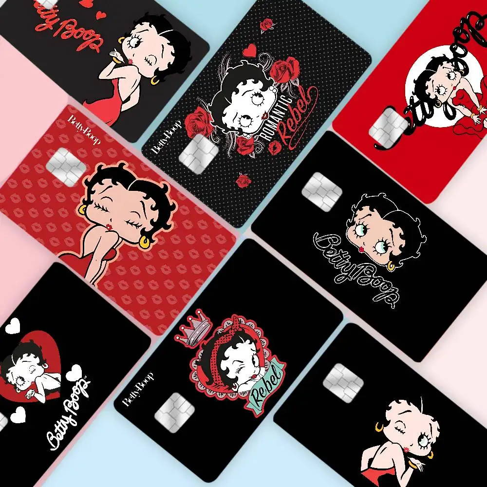 B-Bettys B-Boops Cartoon Credit Card Skin Stickers For Bank Card Bus Metro Card Sticker Waterproof Women Gift