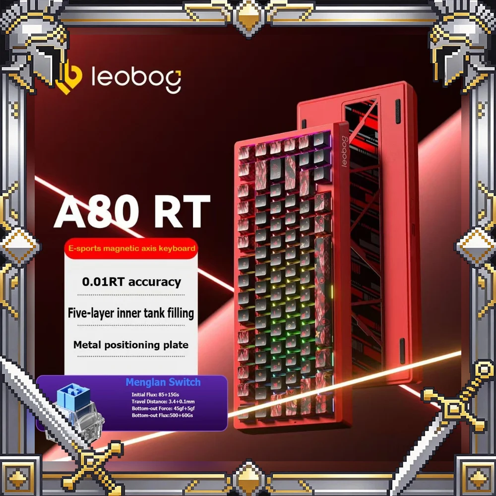 LEOBOG A80RT Magnetic Switch Gaming Keyboard Rapid Trigger RGB Backlight Low Latency Mechanical Keyboard for PC Gamer