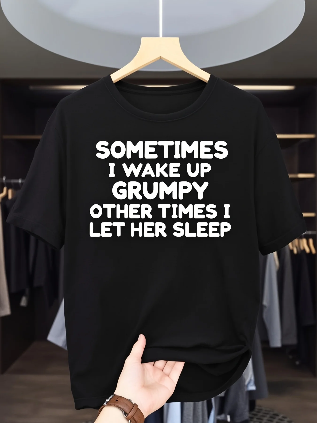 Men'S Funny Graphic T-Shirt  Sometimes I Wake Up Grumpy, Soft Relaxed Fit, Casual Shirt With Humorous , Lightweight Summer Top, Suitable For Office And Outings, Funny Gift For Dad And Husband