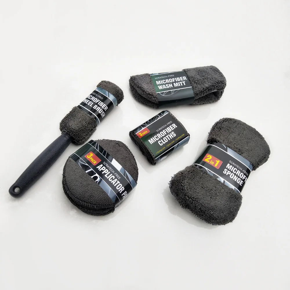 Car wash 9-piece set, car towel, home car beauty cleaning glove, towel, cloth, waxing sea Cotton wheel brushcar cleaning acceso